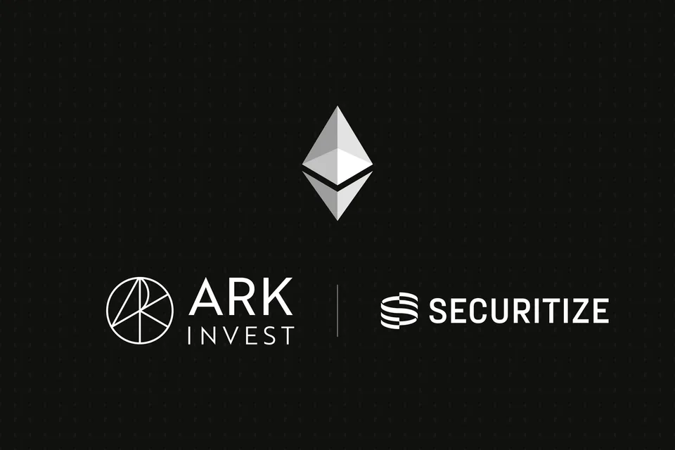 Ethereum’s mark beside the ARK Invest and Securitize logos
